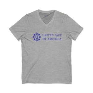 Ash Gray Heather with Blue UFofA logo V-Neck T
